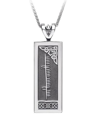 Oxidized Sterling Silver Personalized Celtic Ogham Pendant